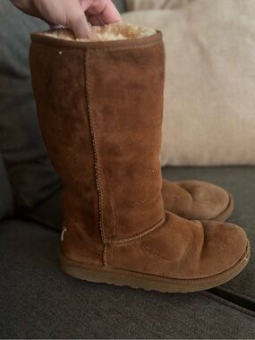 UGG Tall Suede Shearling Boot in Chestnut